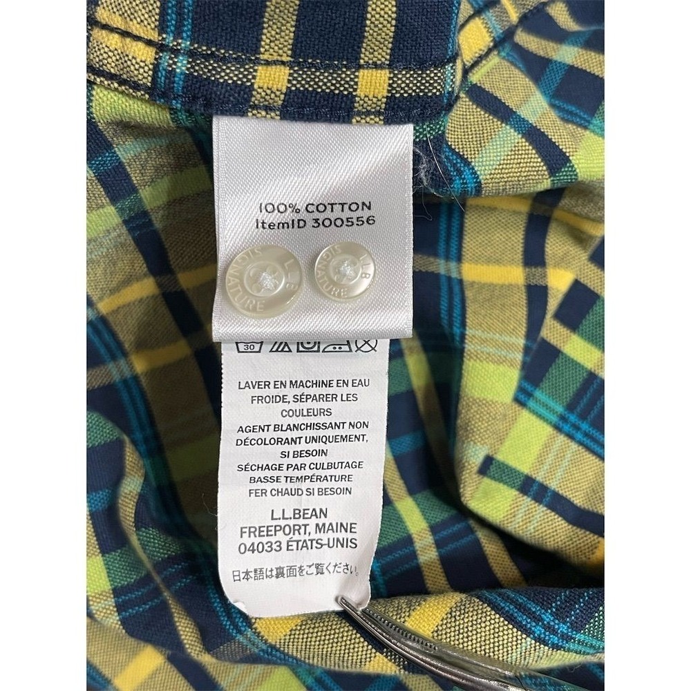 LL Bean Signature Men's Plaid Button-Down Shirt Size‎ L Yellow Multicolor - Picture 8 of 10